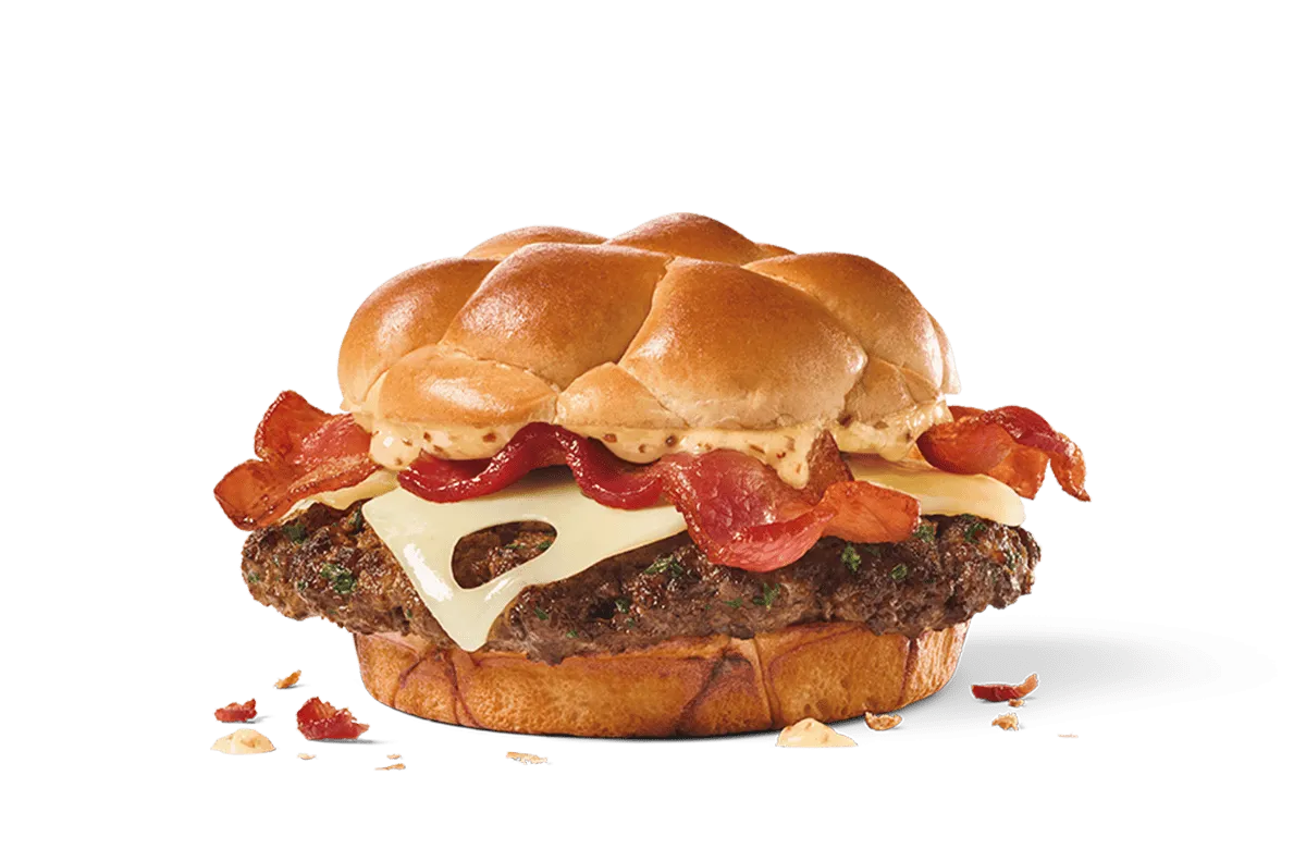 Bacon and Swiss Buttery Jack burger with garlic butter and bacon