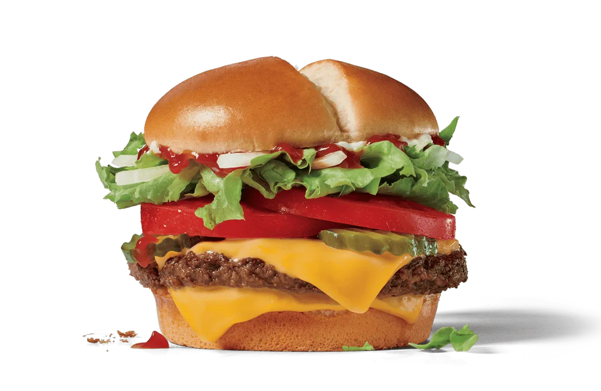Jumbo Jack cheeseburger with lettuce, tomato and cheese