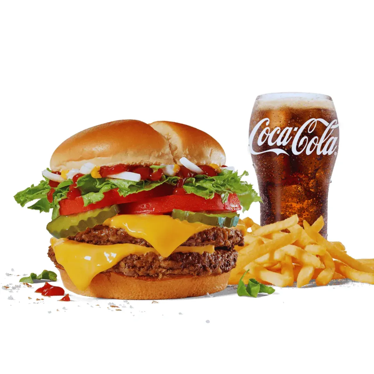 Double Jack combo featuring double patty burger, fries and drink