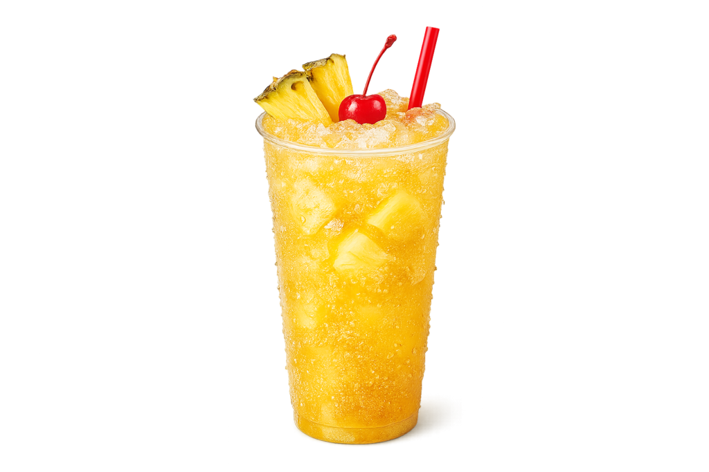 Drinks 34 Tropical pineapple slush with vibrant garnish